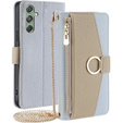 θήκη Wallet Zipper Pocket flip για το Samsung Galaxy M34 5G, Wallet Zipper Pocket, με καθρέφτη, μπλε