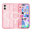 Θήκη για iPhone 17, για MagSafe, glitter, ημιδιαφανές ροζ