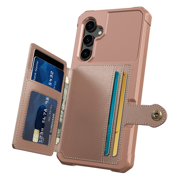 Θήκη για Samsung Galaxy S23 FE, Card Holder Kickstand, ροζ