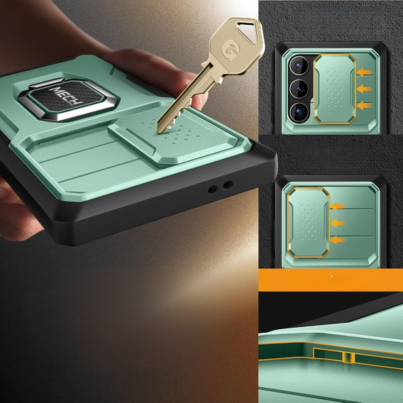 Θήκη για Samsung Galaxy S24 Ultra, Tongate MECH Series με βάση στήριξης, ανοιχτή πράσινη