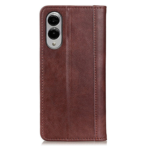 θήκη με πτερύγιο για Samsung Galaxy S25 Edge, Split Leather, καφέ