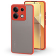 Θήκη σιλικόνης για Xiaomi Redmi Note 13 5G, με προστασία κάμερας, διαφανές / κόκκινο + Tempered Glass 9H