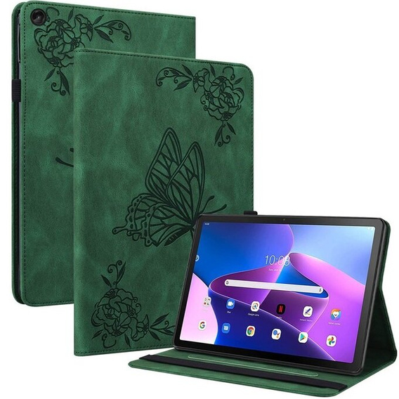 θήκη για το Lenovo Tab M10 Plus 10.6 Gen 3 TB-125F TB-128F, Butterfly, πράσινη