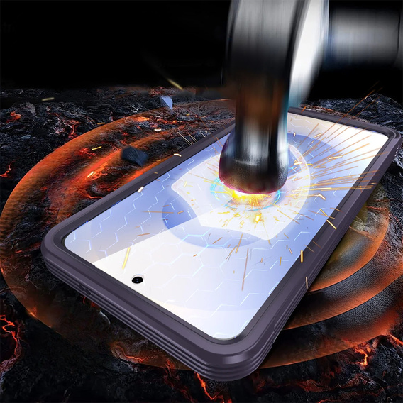 Θήκη για Samsung Galaxy S25 Edge, Shockproof, με γυαλί, για MagSafe, μωβ