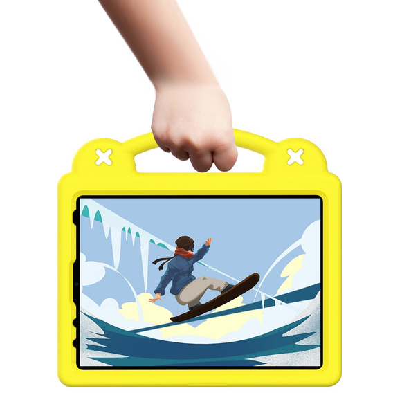 Παιδική θήκη για iPad 10.9 2022 10 Gen, Cute Patterns, με βάση, κίτρινη