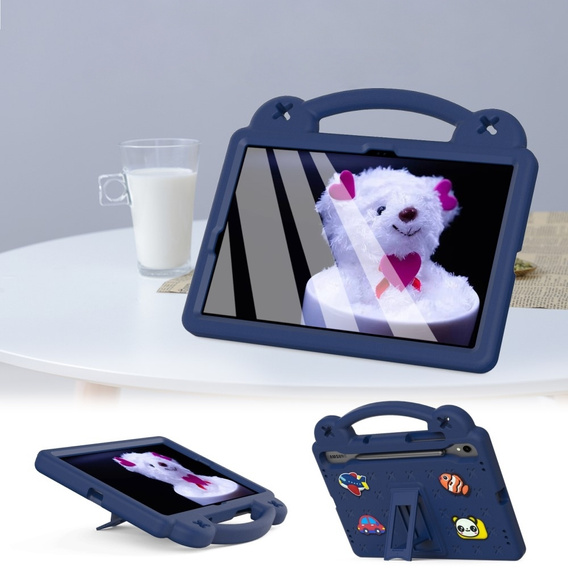 Παιδική θήκη για Samsung Galaxy Tab S7/S8/S9, Cute Patterns, με βάση, σκούρο μπλε