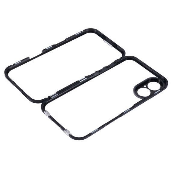 θήκη για το iPhone 16, Magnetic Dual Glass, μαύρη