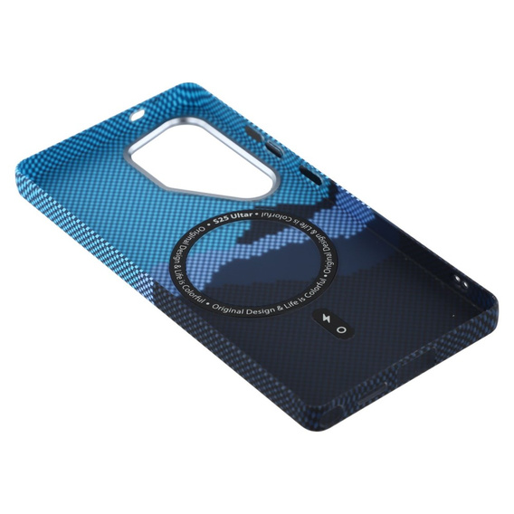 Θήκη για Samsung S25 Ultra, ανθρακονήματα MagSafe, μπλε / ναυτικό μπλε