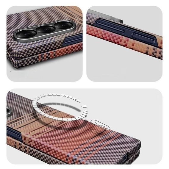 Θήκη για Samsung Galaxy Z Fold6 5G - μαγνητική ίνα αραμιδίου, πορτοκαλί