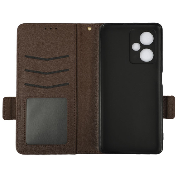 Θήκη με πτερύγιο για Xiaomi Redmi Note 12 5G / POCO X5 5G, Wallet Litchi Magnet, καφέ