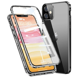 θήκη για το iPhone 12, Magnetic Dual Glass, μαύρη