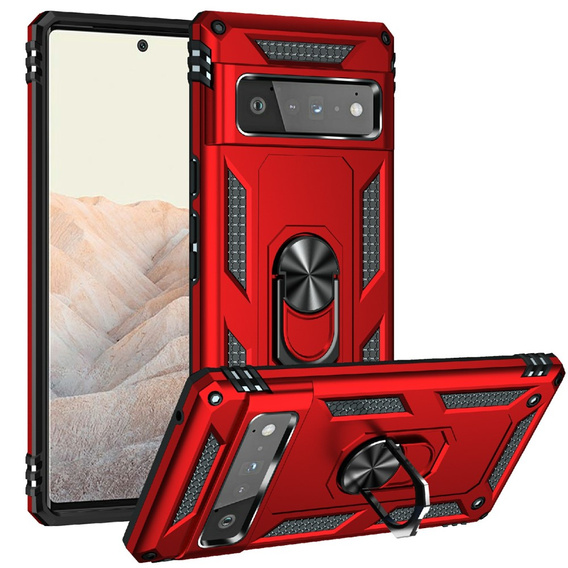 θωρακισμένη θήκη για Google Pixel 6 Pro, Nox Case Ring, κόκκινη