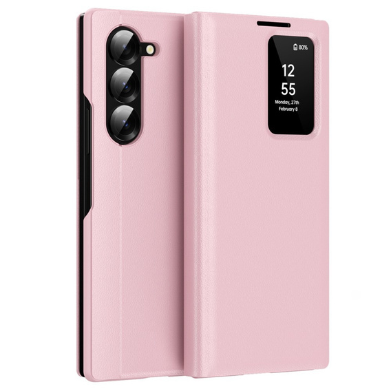 Αναδιπλούμενη θήκη για Samsung Z Fold6 5G, Smart View Wallet, ροζ