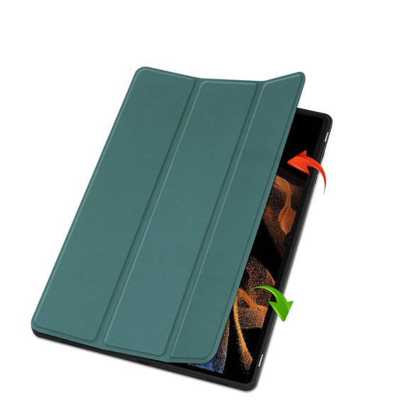 Θήκη για Samsung Galaxy Tab S10 Ultra, Smartcase με χώρο για γραφίδα, πράσινη
