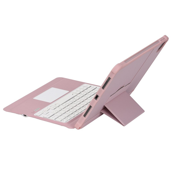 Θήκη + πληκτρολόγιο iPad Air 4 / 5 2020 / 2022 10.9, TouchPad, ροζ rose gold