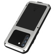 Love Mei Θήκη για Samsung Galaxy S21 FE, armored with glass, ασημένια