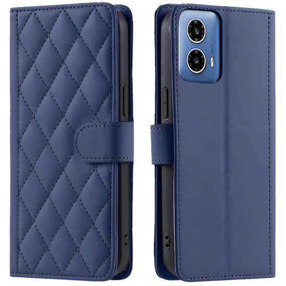 θήκη πτερύγιο για Motorola Moto G24 / G24 Power / G04, Rhombus Crossbody Leather, μπλε