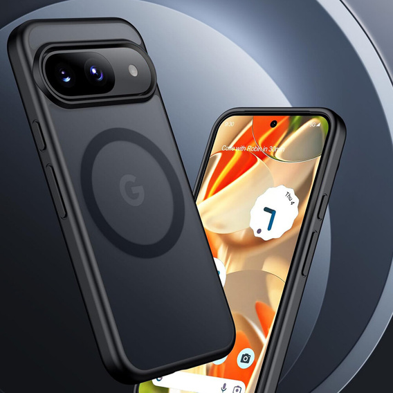 Θήκη για Google Pixel 9, για MagSafe, ERBORD Μatt Case, μαύρη + Γυαλί οθόνης