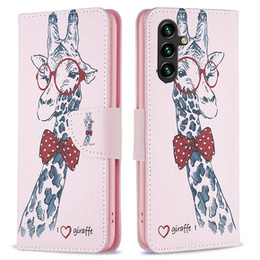 Θήκη με πτερύγιο για Samsung Galaxy A55 5G, Wallet, giraffe, ροζ