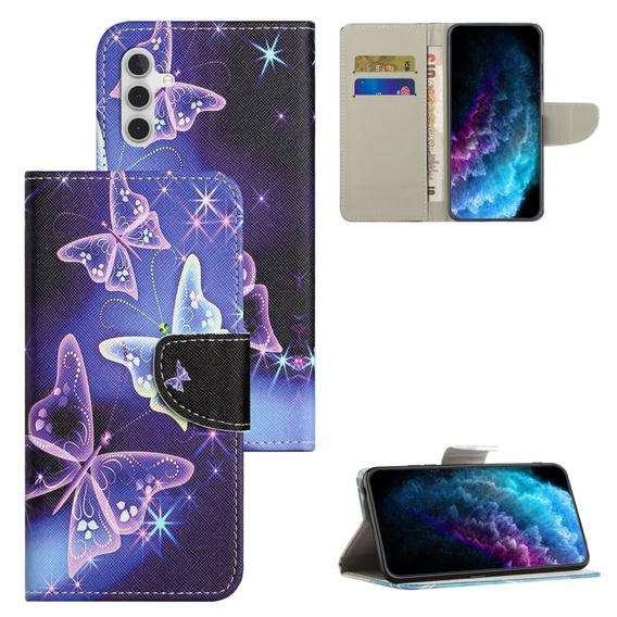 Θήκη με πτερύγιο για Samsung Galaxy M15 5G, Wallet, Sparkling Butterflies