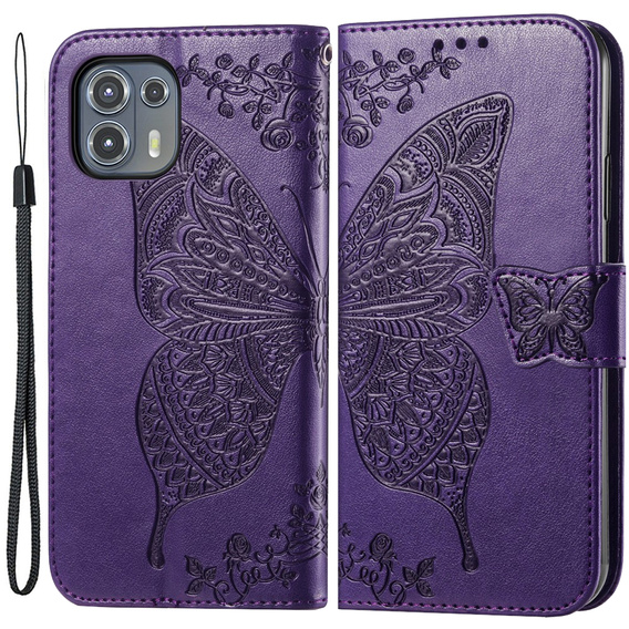 Θήκη με πτερύγιο για Motorola Edge 20 Lite, Butterfly, μωβ