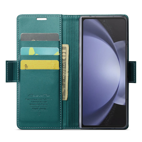 CASEME flip case για Samsung Galaxy Z Fold6 5G, Litchi Wallet, πράσινη