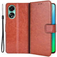 Θήκη με πτερύγιο για Oppo A78 4G, Crazy Horse Wallet, καφέ