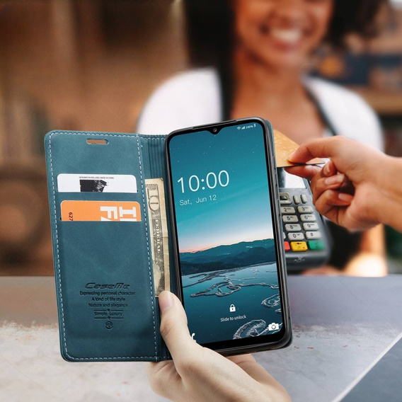 θήκη CASEME για Samsung Galaxy M33 5G, Leather Wallet Case, μπλε