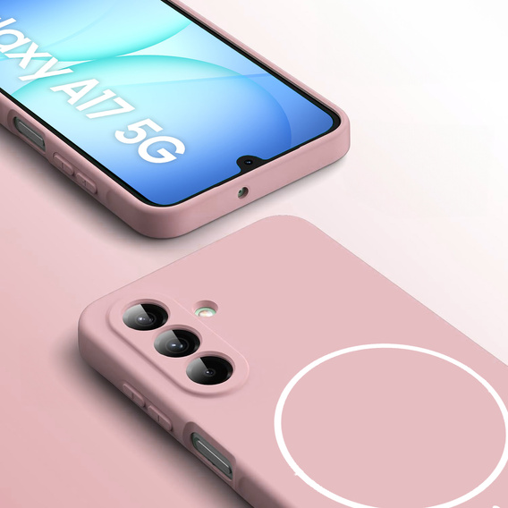 Θήκη σιλικόνης για Samsung Galaxy A17 5G, για MagSafe, ροζ