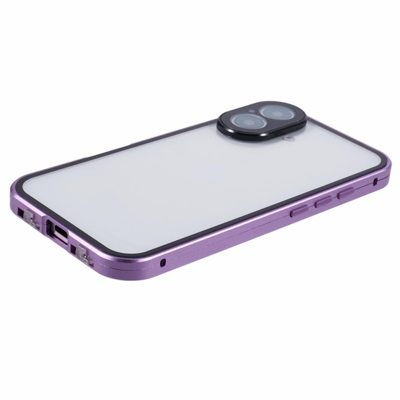 θήκη για το iPhone 16, Magnetic Dual Glass, μωβ