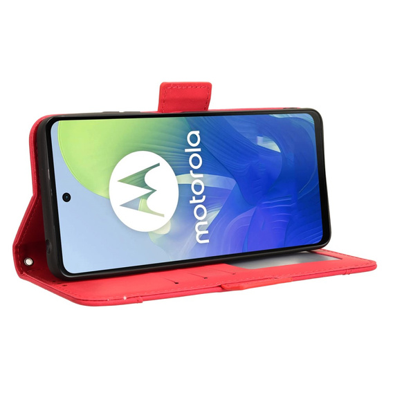Θήκη με πτερύγιο για Motorola Moto E14, Card Slot, κόκκινη