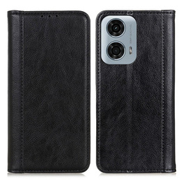Θήκη για Motorola Moto G24 / G24 Power / G04, Wallet Litchi Leather, μαύρη