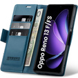 Θήκη για Oppo Reno 13F / Oppo Reno 13FS, ERBORD Glossy Litchi, πορτοφόλι με πτερύγιο, μπλε