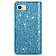 θήκη iPhone 16E, Card Slot Glittery, μπλε