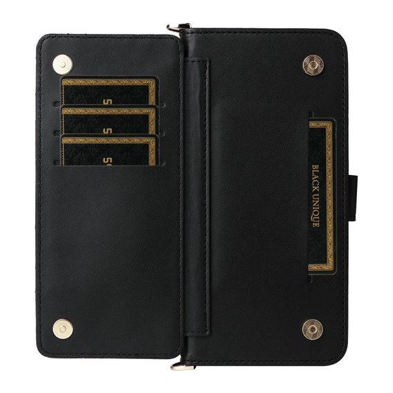 Θήκη με πτερύγιο για Xiaomi Redmi A5, Crossbody Leather Wallet, μαύρη