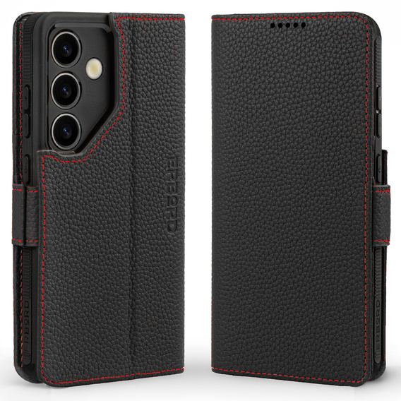 Δερμάτινη θήκη για Samsung Galaxy S24, ERBORD LeatherWallet, μαύρη