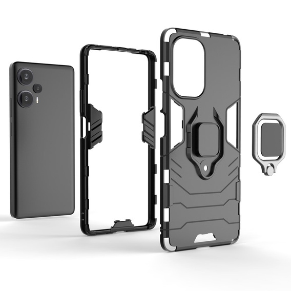 Θήκη για Poco F5 5G, Kickstand Ring, μαύρη