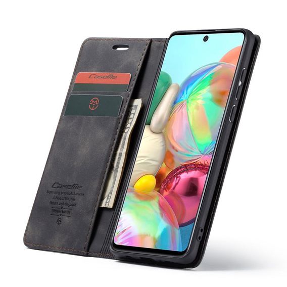 θήκη CASEME για Samsung Galaxy A71, Leather Wallet Case, μαύρη