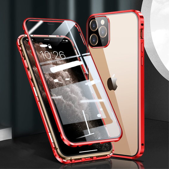 θήκη για το iPhone 12 Pro, Magnetic Dual Glass, κόκκινη