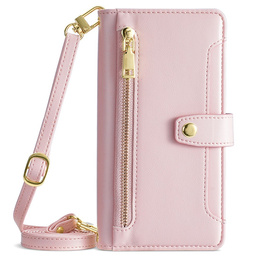 Θήκη με πτερύγιο για Motorola Moto G15 / G15 Power, Wallet Zipper Pocket, ροζ