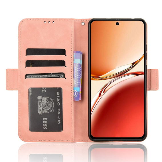 Θήκη με πτερύγιο για Oppo Reno 12FS / 12F, Card Slot, ροζ