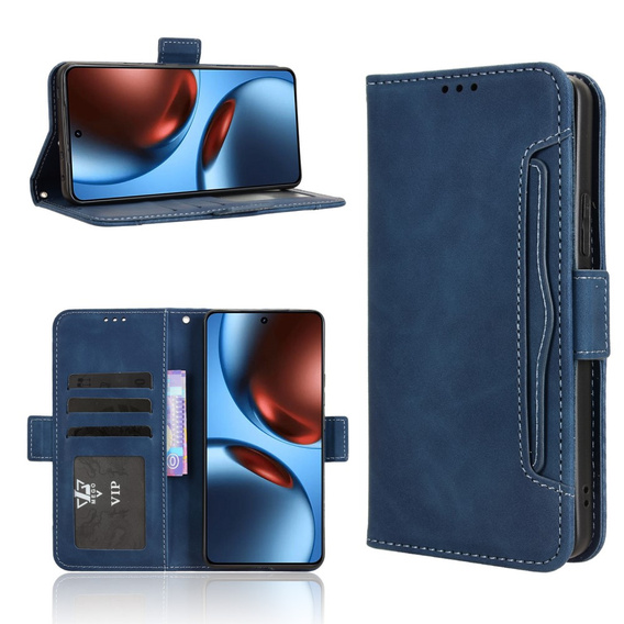 Θήκη με πτερύγιο για Realme GT 7 / 7T, Card Slot, σκούρο μπλε