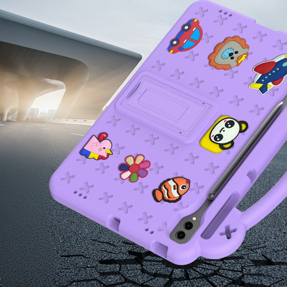 Παιδική θήκη για Samsung Galaxy Tab S10+ Plus, Cute Patterns, με βάση, μωβ