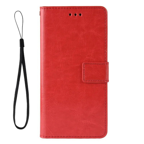 Θήκη με πτερύγιο για Xiaomi Poco F6, Crazy Horse Wallet, κόκκινη