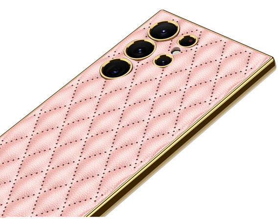 Θήκη για Samsung Galaxy S24 Ultra, Leather Rhombus, ροζ