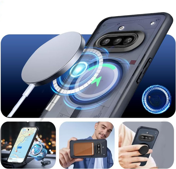 Θήκη για Nothing Phone 3A, για MagSafe, ERBORD Μatt Case, μαύρη