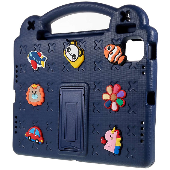 Παιδική θήκη για Apple iPad Air 11" 6 gen. 2024, Cute Patterns, με βάση, σκούρο μπλε