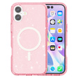 Θήκη για iPhone 17, για MagSafe, glitter, ημιδιαφανές ροζ