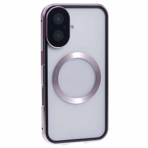 Μαγνητική θήκη MagSafe Dual Glass για iPhone 16, ροζ rose gold