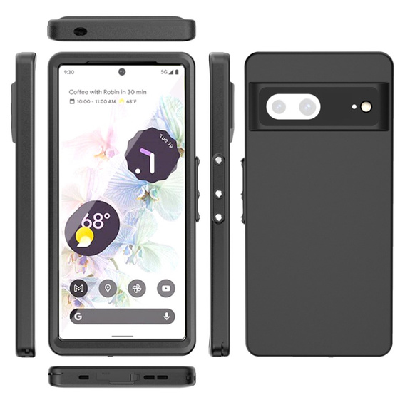 Αδιάβροχη θήκη IP68 για Google Pixel 7, Redpepper, μαύρη